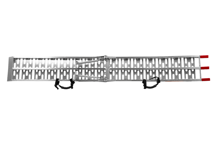 Skladacie hliníkové rampy UNITRAILER ALR003 pre prívesy 221 cm 680 kg s popruhom a podperou, sada 2 kusov