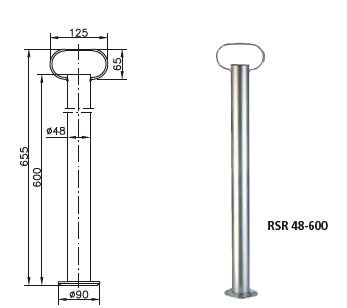 Pevná podpera so svorkou a liatinovou svorkou WINTERHOFF RSR48-600+KLE48-G 150 kg 48 mm 600 mm